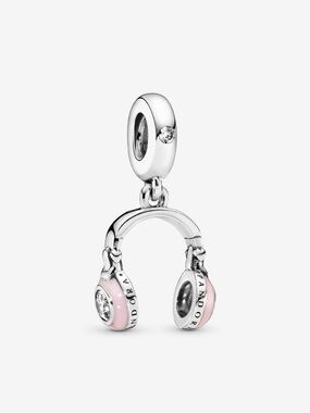 Pandora Silver Headphones Charm with Pink Accents, NEEDS RESHAPING AT PANDORA